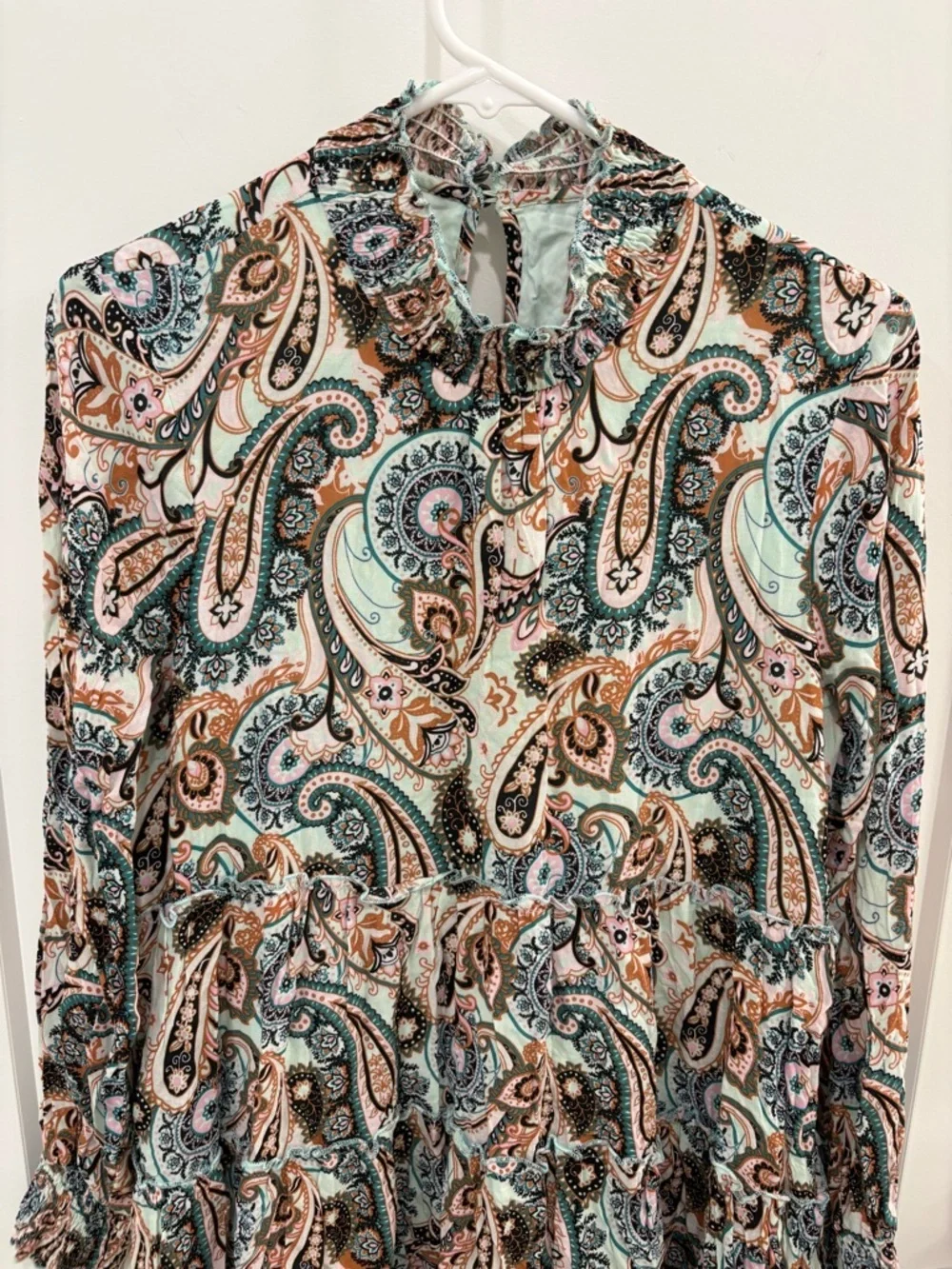 Anthropologie Cady Tiered Tunic Paisley Mock Neck Dress Size Small - Picture 4 of 16